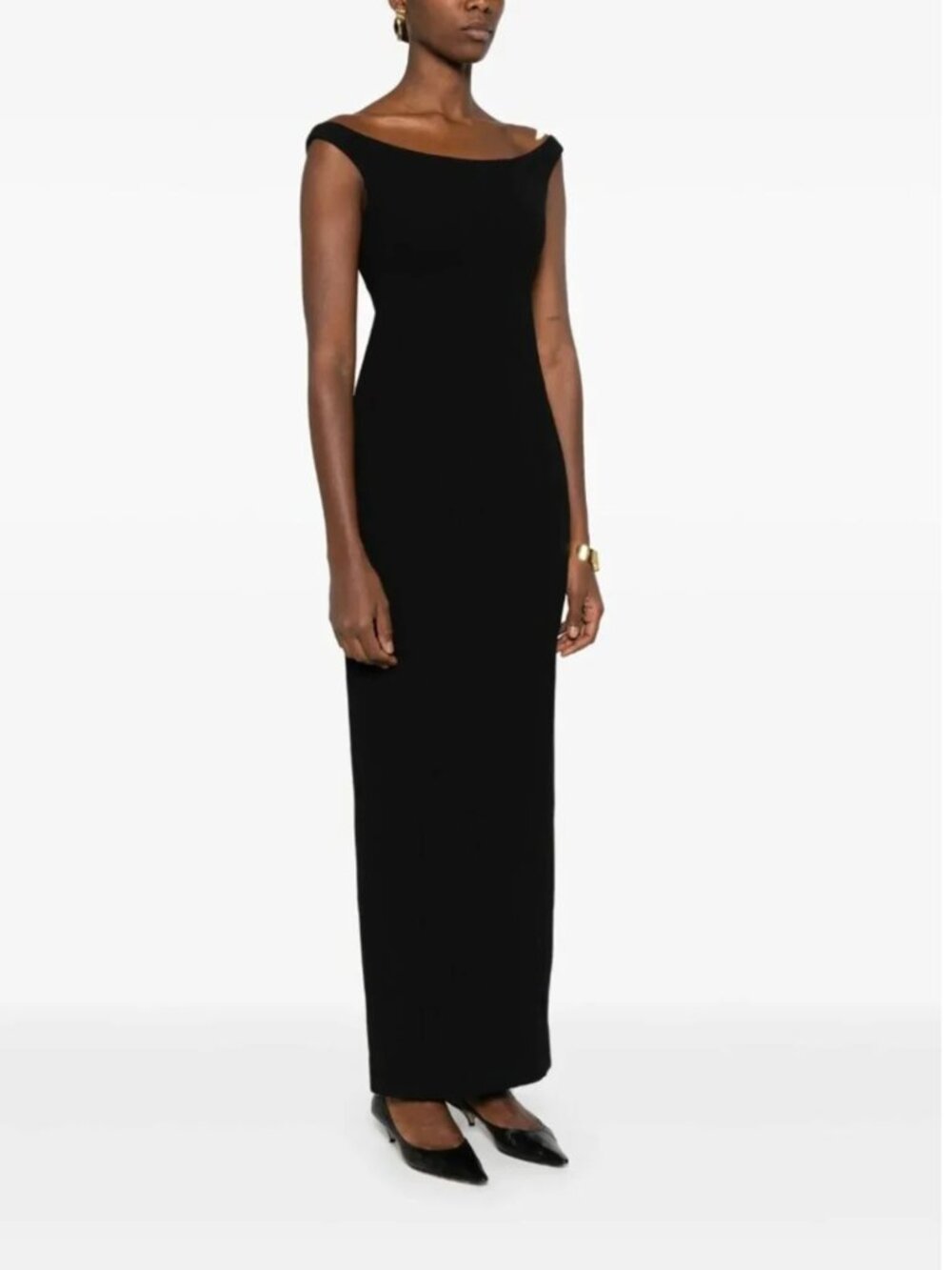Toteme Curved Off The Shoulder Maxi Dress Black 34 NWT $1200 - Picture 5 of 8